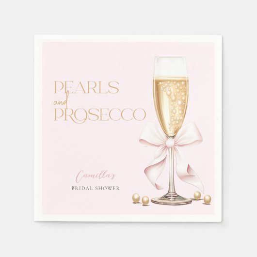 Roze Parels & Prosecco Strikte Bruidsmeisjesfeest Servet (Voorkant)