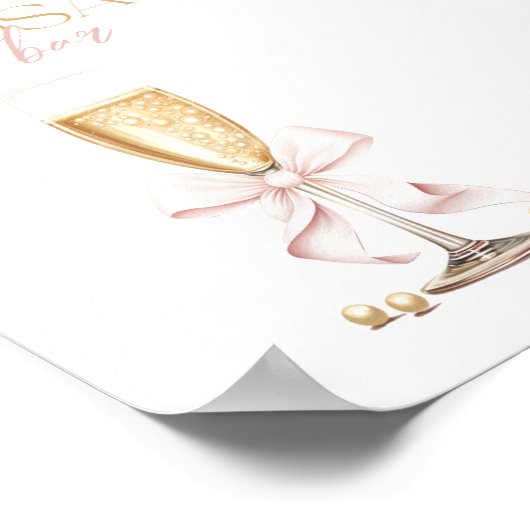 Roze Parels & Prosecco Vrijgezellenfeest Mimosa Ba Poster (Hoek)