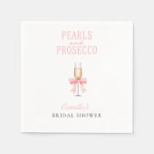Roze Parels & Prosecco Vrijgezellenfeest Sign Servet (Voorkant)