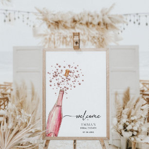 Roze Parels & Prosecco Vrijgezellenfeest Welkomstb Poster