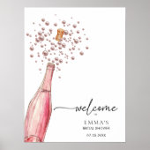 Roze Parels & Prosecco Vrijgezellenfeest Welkomstb Poster (Voorkant)