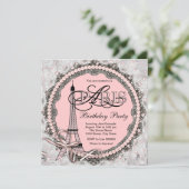 Roze Parels Roze Parijs Sweet 16 Verjaardagsfeest Kaart (Staand voorkant)