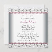 Roze Parels Witte Baby Meisje Foto Doop Kaart (Achterkant)