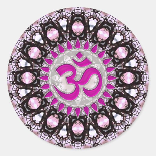 Roze Pareltjes Aum Spirituele Sticker (Voorkant)