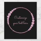 Roze Pareltjes Cirkel Aangepast Wijn Etiket (Enkel label)