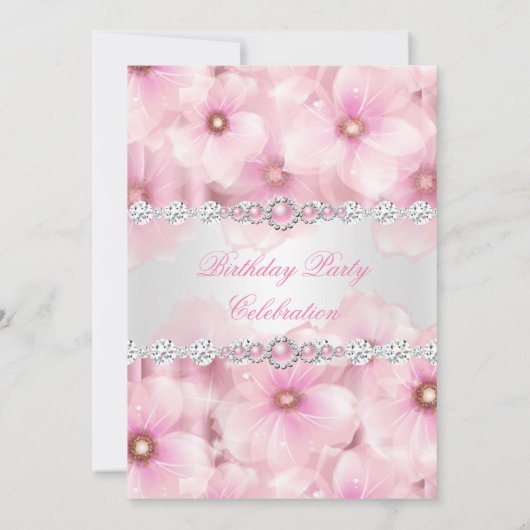 roze parelwitte bloemen op zaterdag 3 kaart (Achterkant)