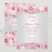 roze parelwitte bloemen op zaterdag 3 kaart (Voorkant / Achterkant)