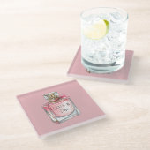 Roze Parfum Glazen Onderzetter (Schuin)