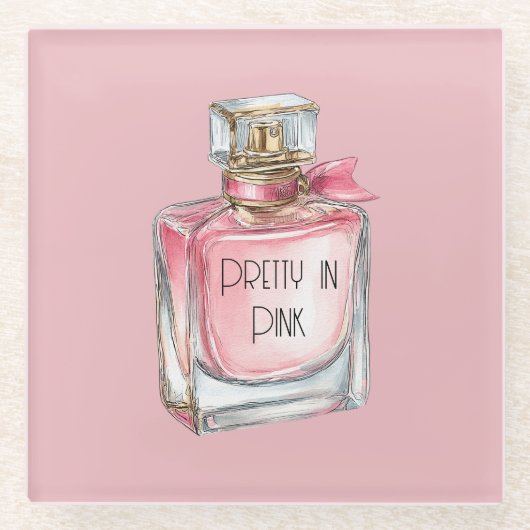 Roze Parfum Glazen Onderzetter (Voorkant)