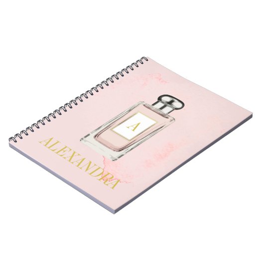 Roze parfume Flacon Chic Monogram Personal Notitieboek (Linkerzijde)