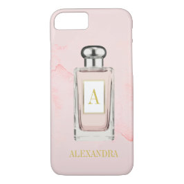 Roze parfume Fles Chic French Monogram Personal iPhone 8/7 Hoesje