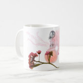 Roze parfumfles & bloemen koffiemok esthetisch (Voorkant links)