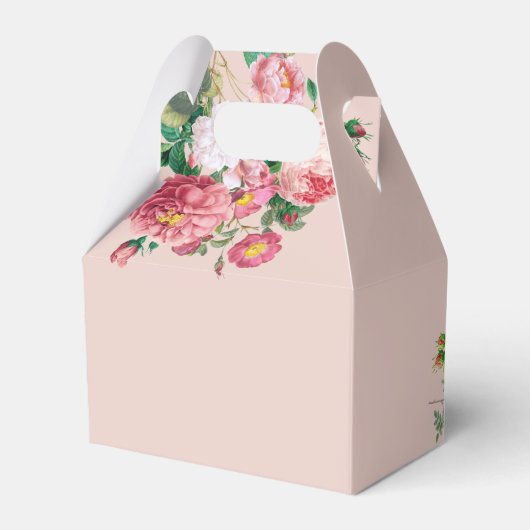 Roze parfumfles bloemige bruidsdouche  bedankdoosjes (Achterkant)