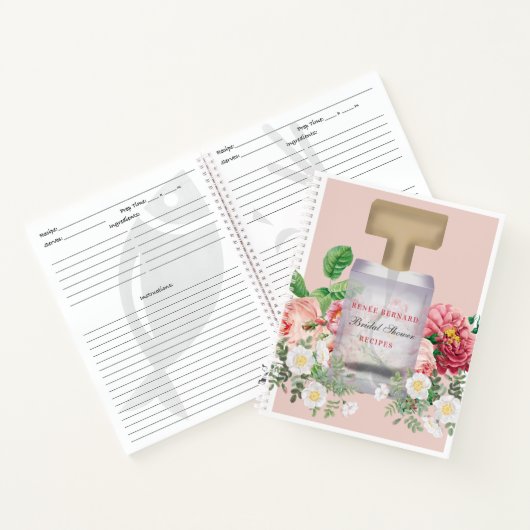 Roze parfumfles bloemige bruidsdouche recept notitieboek (Binnen)
