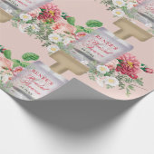 Roze Parfumfles Bloemige Bruiloft Cadeaupapier (Hoek)