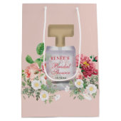 Roze Parfumfles Bloemige Bruiloftsshowers  Medium Cadeauzakje (Achterkant)