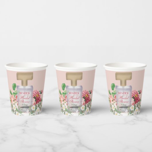 Roze Parfumfles Bruiloftsfeest Papieren Bekers (Multi)