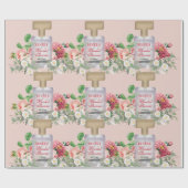 Roze Parfumfles Bruiloftsshower Bloemen  Cadeaupapier (Vlak)