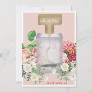 Roze Parfumfles Huwelijksfeest Bloemen Bedankkaart