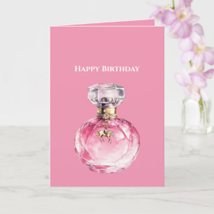 Roze parfumfles Paard Bedel Verjaardag Kaart
