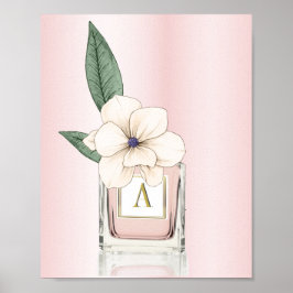 Roze parfumflesflesje Magnolia Monogram Poster