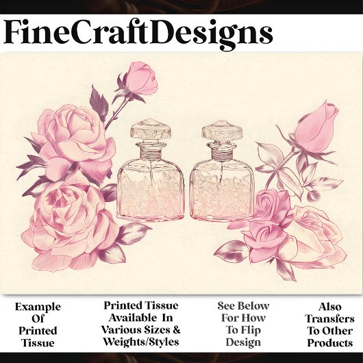 Roze  parfumflesjes & Rozen AE1 Decoupage Tissuepapier