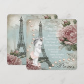  Roze Parijs Baby shower Kaart (Voorkant / Achterkant)