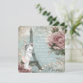  Roze Parijs Baby shower Kaart (Staand voorkant)
