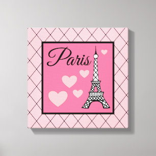 Roze Parijs Bord Wand Kunst Canvas Afdruk