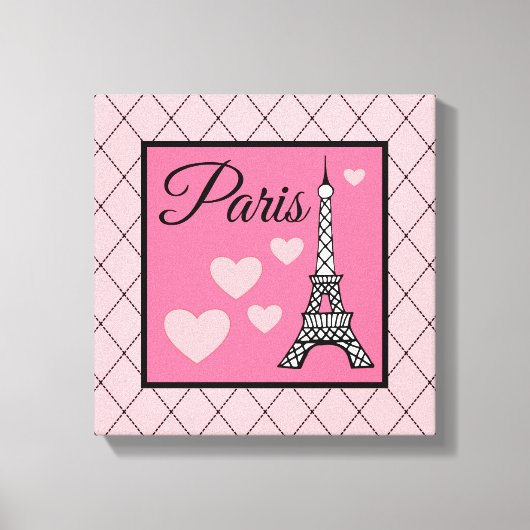 Roze Parijs Bord Wand Kunst Canvas Afdruk (Voorkant)