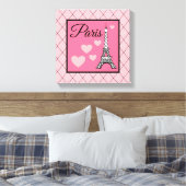 Roze Parijs Bord Wand Kunst Canvas Afdruk (Insitu (Slaapkamer))