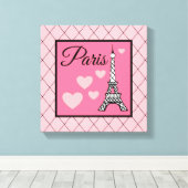 Roze Parijs Bord Wand Kunst Canvas Afdruk (Insitu (Houten vloer))