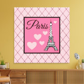 Roze Parijs Bord Wand Kunst Canvas Afdruk (Insitu (Woonkamer))