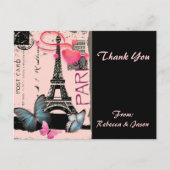 roze parijs eiffel tower - bestemming bruiloft briefkaart (Voorkant)