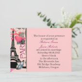 roze Parijs Eiffeltoren destination wedding Kaart (Staand voorkant)