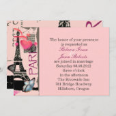 roze Parijs Eiffeltoren destination wedding Kaart (Voorkant / Achterkant)