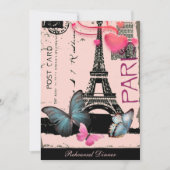 roze Parijs Eiffeltoren destination wedding Kaart (Voorkant)