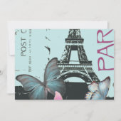 roze Parijs Eiffeltoren destination wedding Kaart (Achterkant)