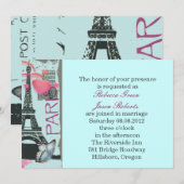 roze Parijs Eiffeltoren destination wedding Kaart (Voorkant / Achterkant)