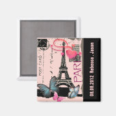 roze Parijs Eiffeltoren destination wedding Magneet (Voorkant / Achterkant)