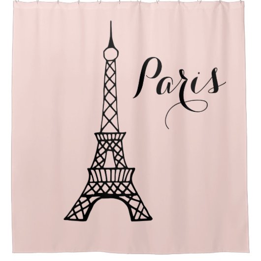 Roze Parijs Eiffeltoren Douche Gordijn Baddecor (Voorkant)