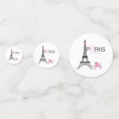Roze Parijs Eiffeltoren & Gestreepte Poedel Feestj Confetti (Voorkanten)