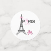 Roze Parijs Eiffeltoren & Gestreepte Poedel Feestj Confetti (Kleine voorkant)