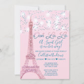 Roze Parijs Eiffeltoren glitterlichten Baby shower Kaart (Voorkant)