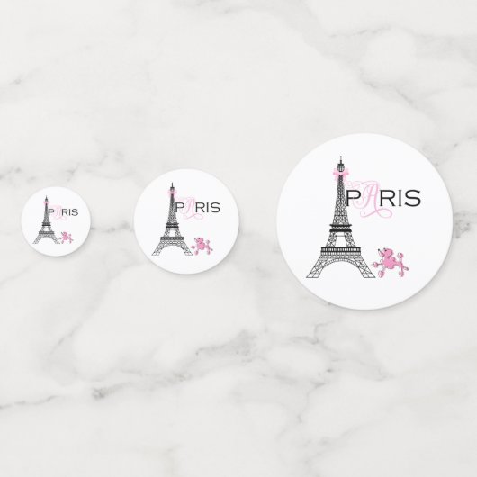 Roze Parijs Eiffeltoren & Poedel Gestreept Feest Confetti (Voorkanten)