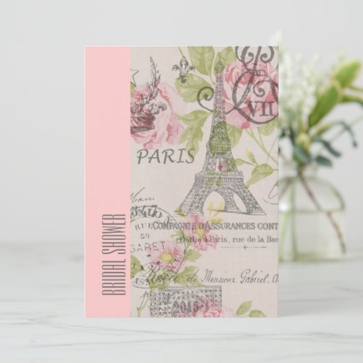 roze parijs eiffeltoren  vrijgezellenfeest kaart (Staand voorkant)