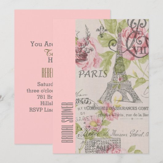 roze parijs eiffeltoren  vrijgezellenfeest kaart (Voorkant / Achterkant)
