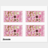 roze Parijs frans gebak cupcake koekjes Rechthoekige Sticker (Vel)