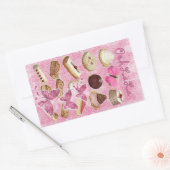 roze Parijs frans gebak cupcake koekjes Rechthoekige Sticker (Envelop)