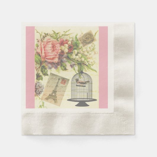  roze parijs frans thema papier servetten (Voorkant)